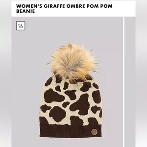 Wrangler Giraffe Print Beanie with Pom Pom